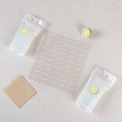 Label Tek Plastic Margarita Label - Clear with White Font, Water-Resistant - 2" x 1" - 100 count box