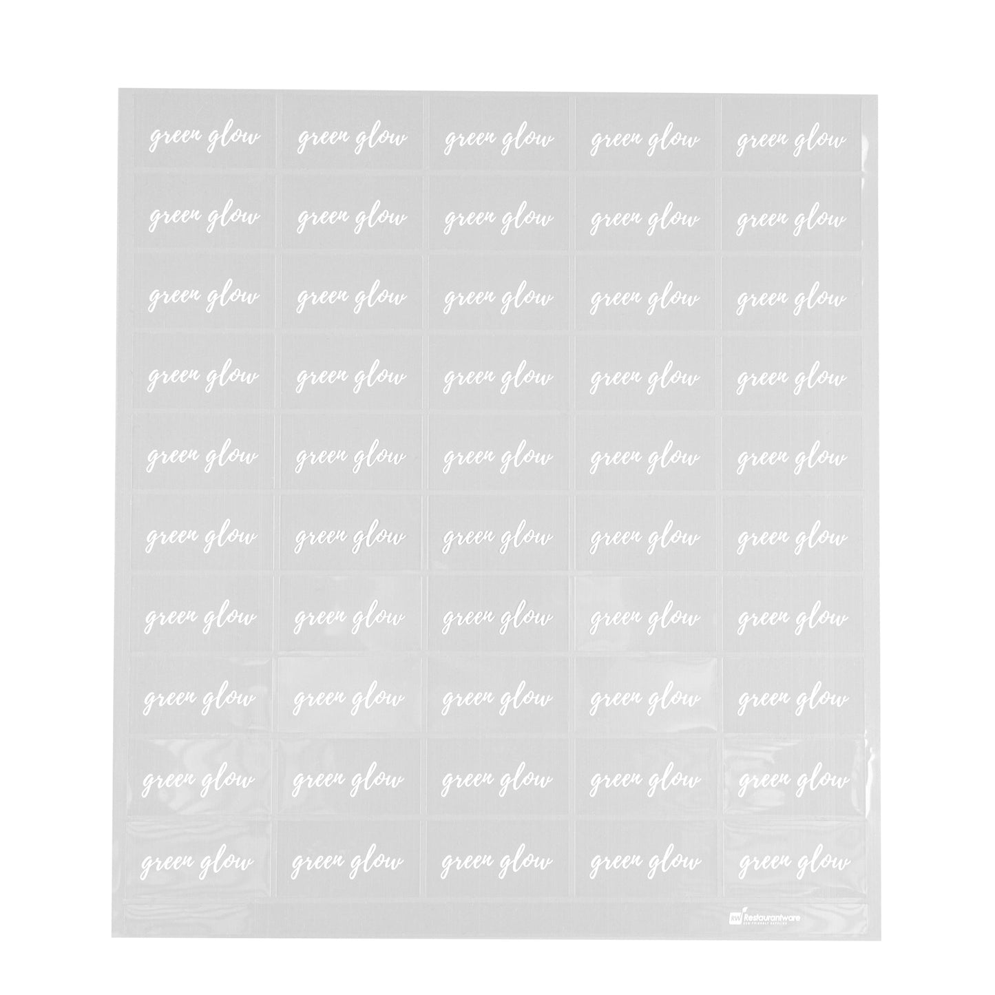 Label Tek Plastic Green Glow Label - Clear with White Font, Water-Resistant - 2" x 1" - 100 count box