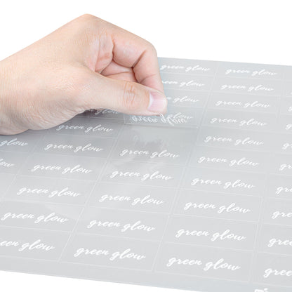 Label Tek Plastic Green Glow Label - Clear with White Font, Water-Resistant - 2" x 1" - 100 count box