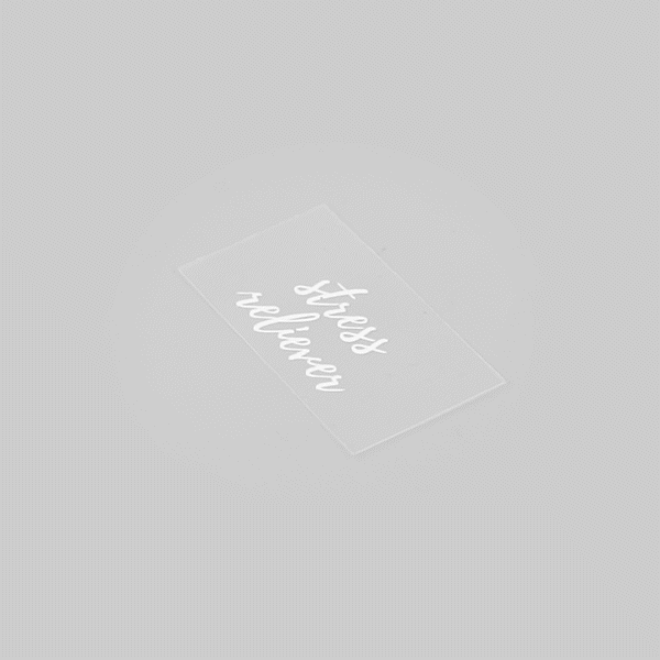 Label Tek Plastic Stress Reliever Label - Clear with White Font, Water-Resistant - 2" x 1" - 100 count box