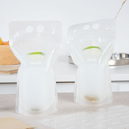 Label Tek Plastic Tequila Label - Clear with White Font, Water-Resistant - 2" x 1" - 100 count box