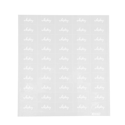 Label Tek Plastic Whiskey Label - Clear with White Font, Water-Resistant - 2" x 1" - 100 count box