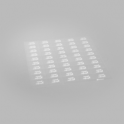 Label Tek Plastic Mood Refresh Label - Clear with White Font, Water-Resistant - 2" x 1" - 100 count box
