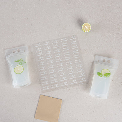 Label Tek Plastic 5 O'Clock Somewhere Label - Clear with White Font, Water-Resistant - 2" x 1" - 100 count box