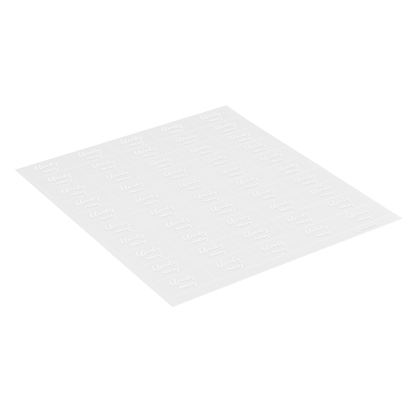 Label Tek Plastic Bloody Mary Label - Clear with White Font, Water-Resistant - 2" x 1" - 100 count box