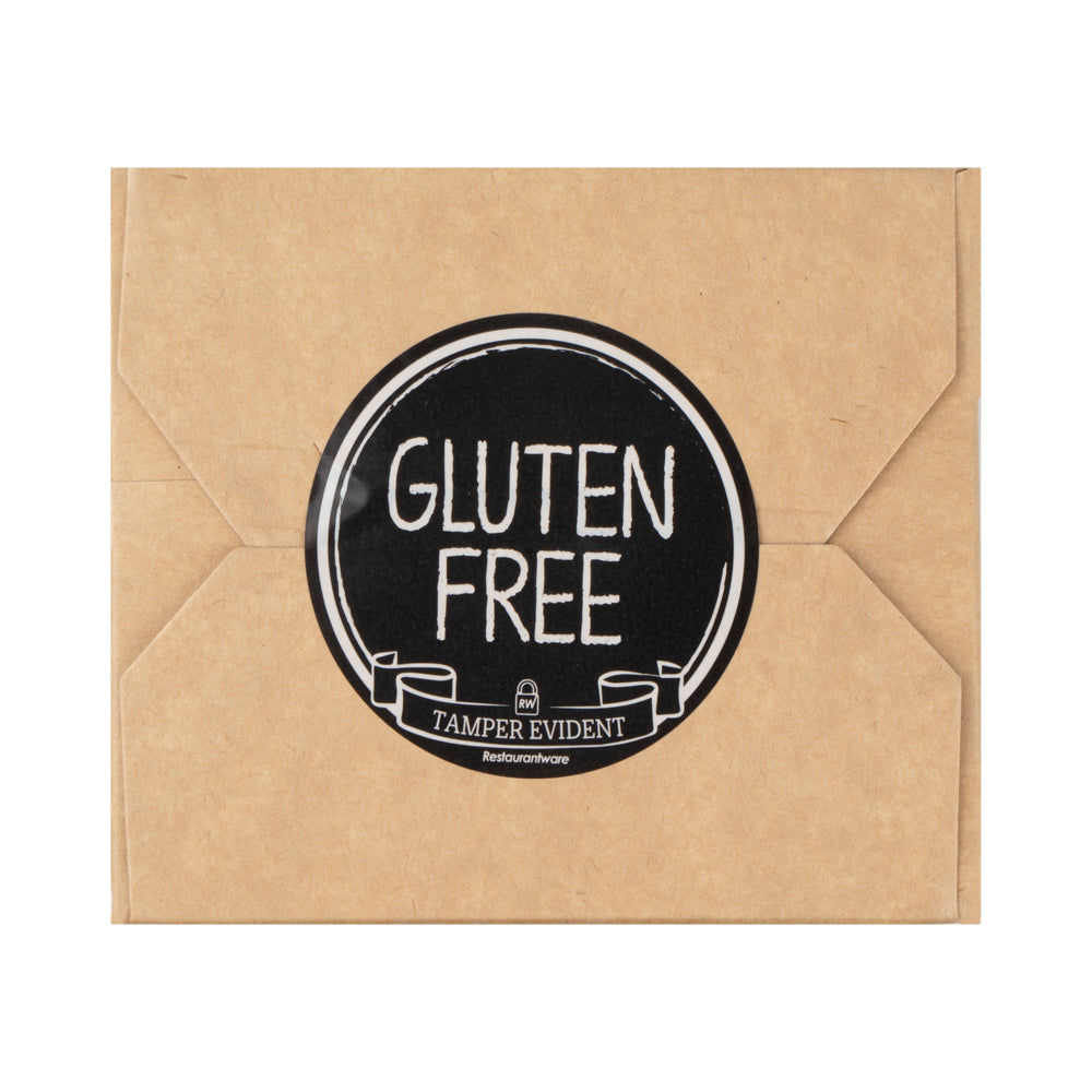 Label Tek Plastic Gluten Free Label - Black with White Font, Tamper-Evident - 2" x 2" - 500 count box