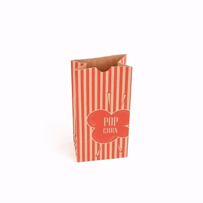 Bag Tek 2 oz Red and Kraft Paper Popcorn Bag - 5 1/4" x 3" x 10" - 100 count box