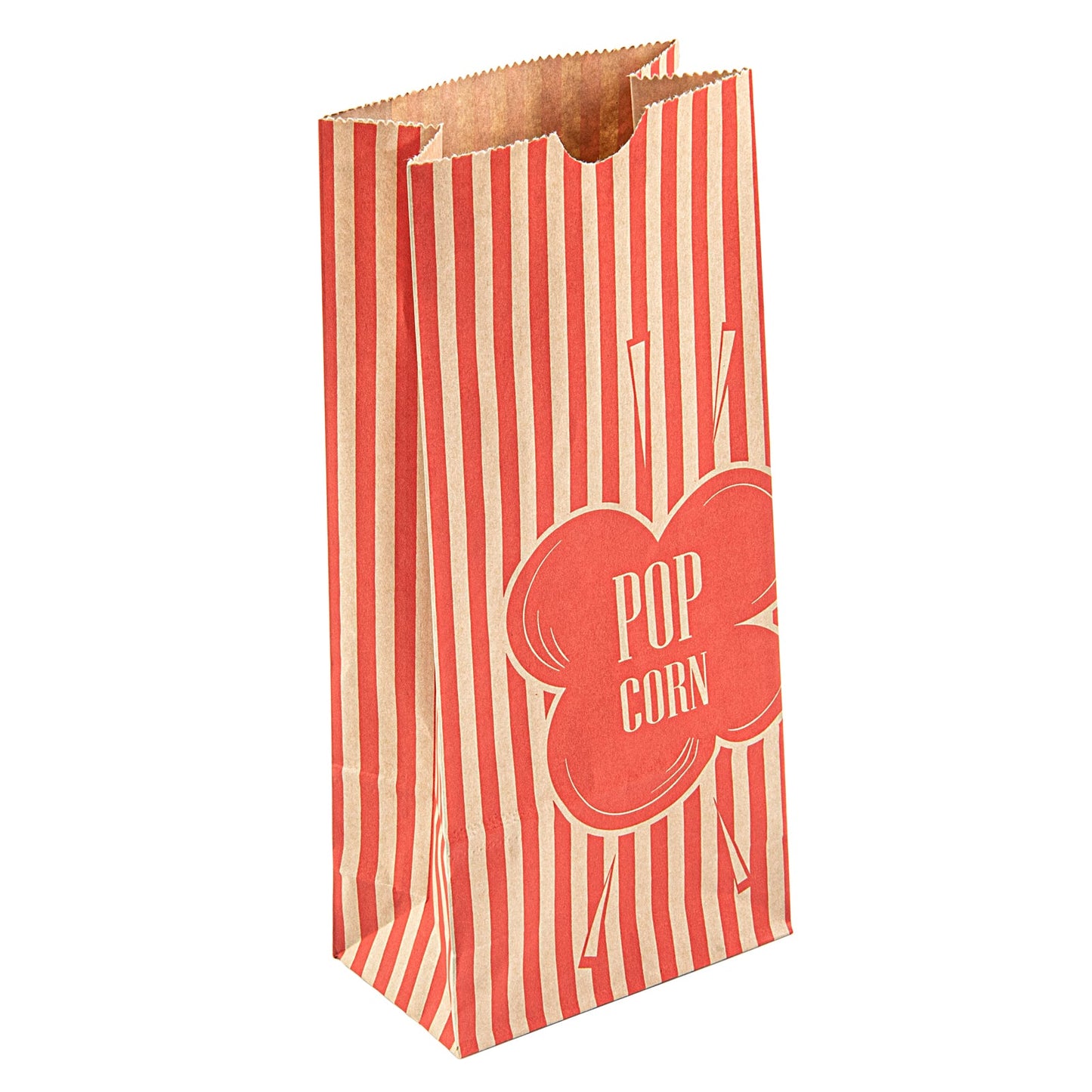 Bag Tek 2 oz Red and Kraft Paper Popcorn Bag - 5 1/4" x 3" x 10" - 100 count box