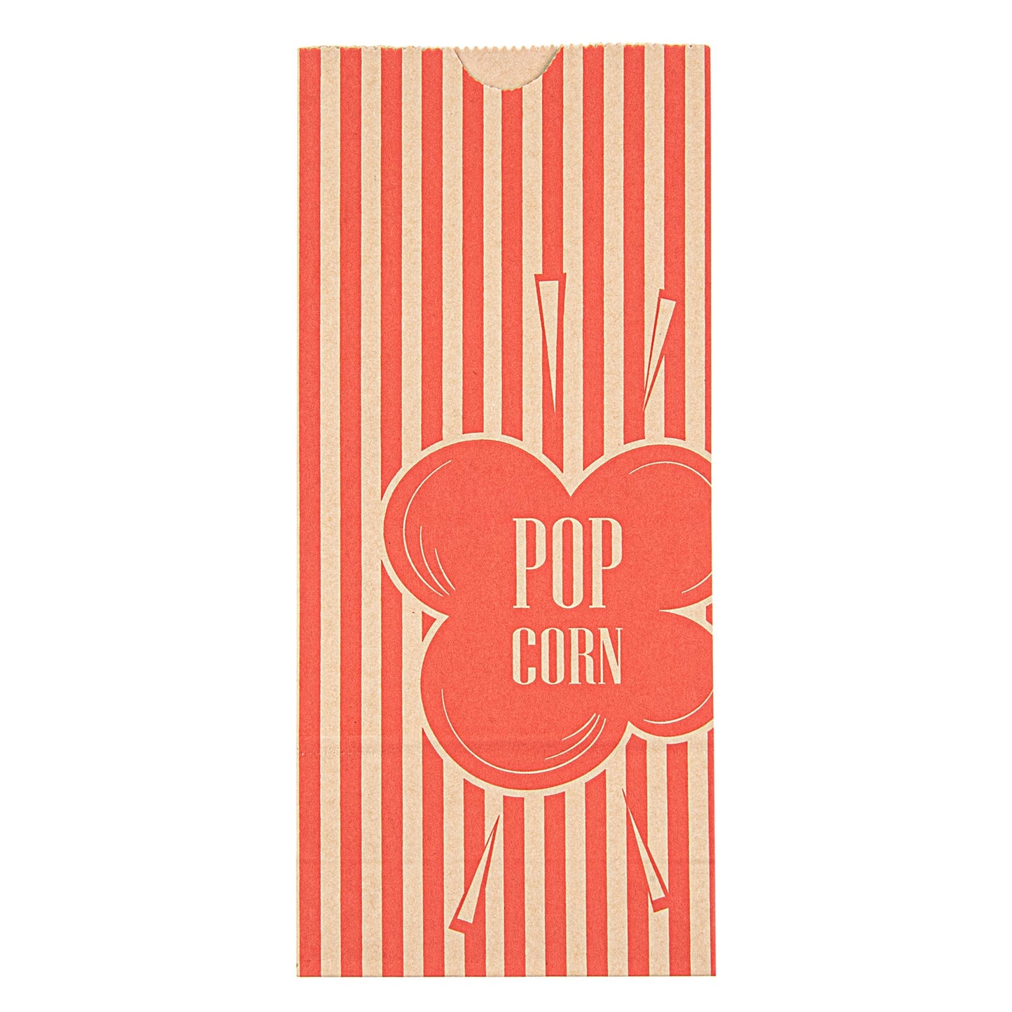 Bag Tek 2 oz Red and Kraft Paper Popcorn Bag - 5 1/4" x 3" x 10" - 100 count box