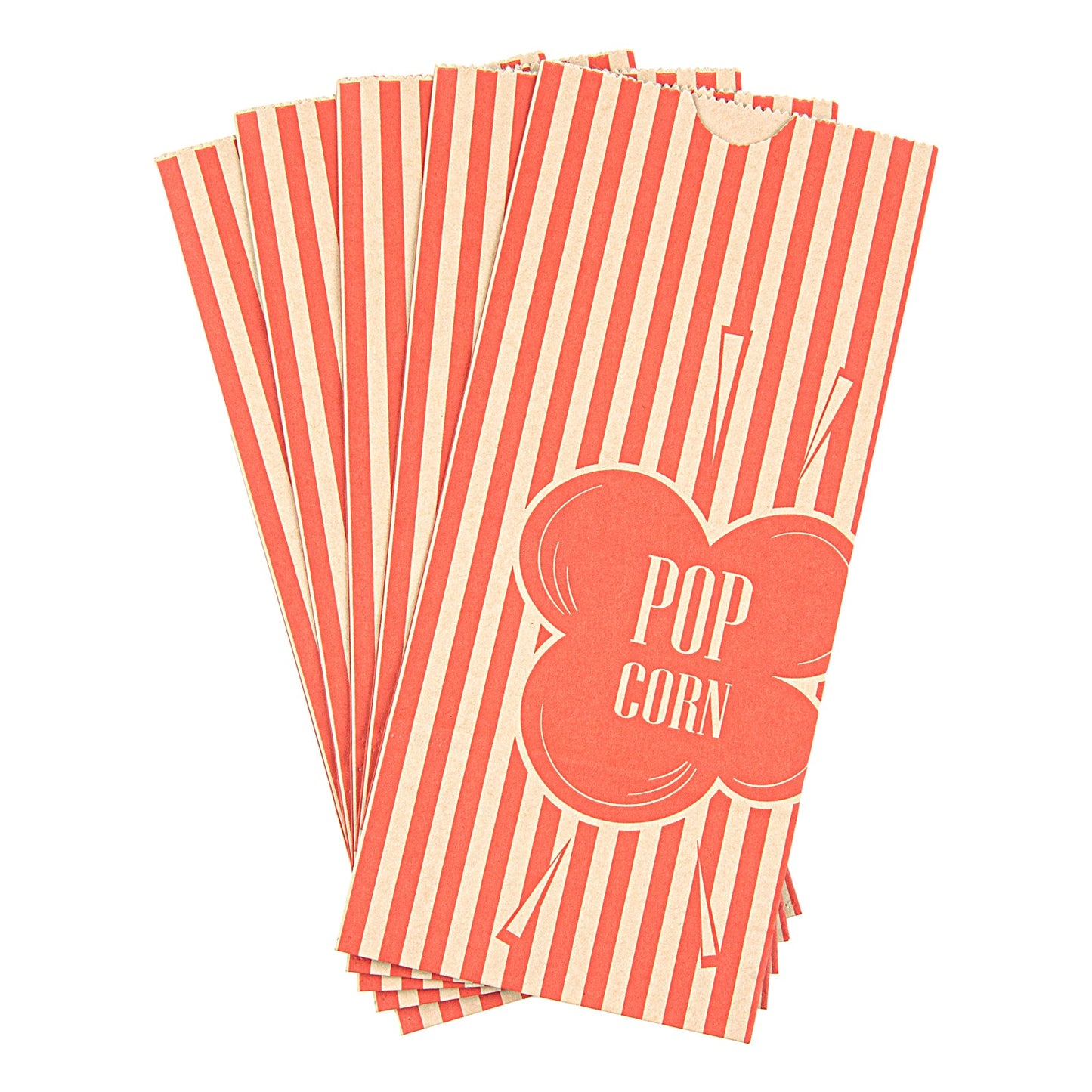 Bag Tek 2 oz Red and Kraft Paper Popcorn Bag - 5 1/4" x 3" x 10" - 100 count box
