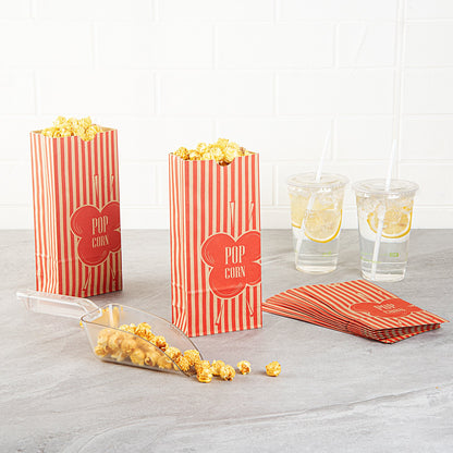 Bag Tek 2 oz Red and Kraft Paper Popcorn Bag - 5 1/4" x 3" x 10" - 100 count box