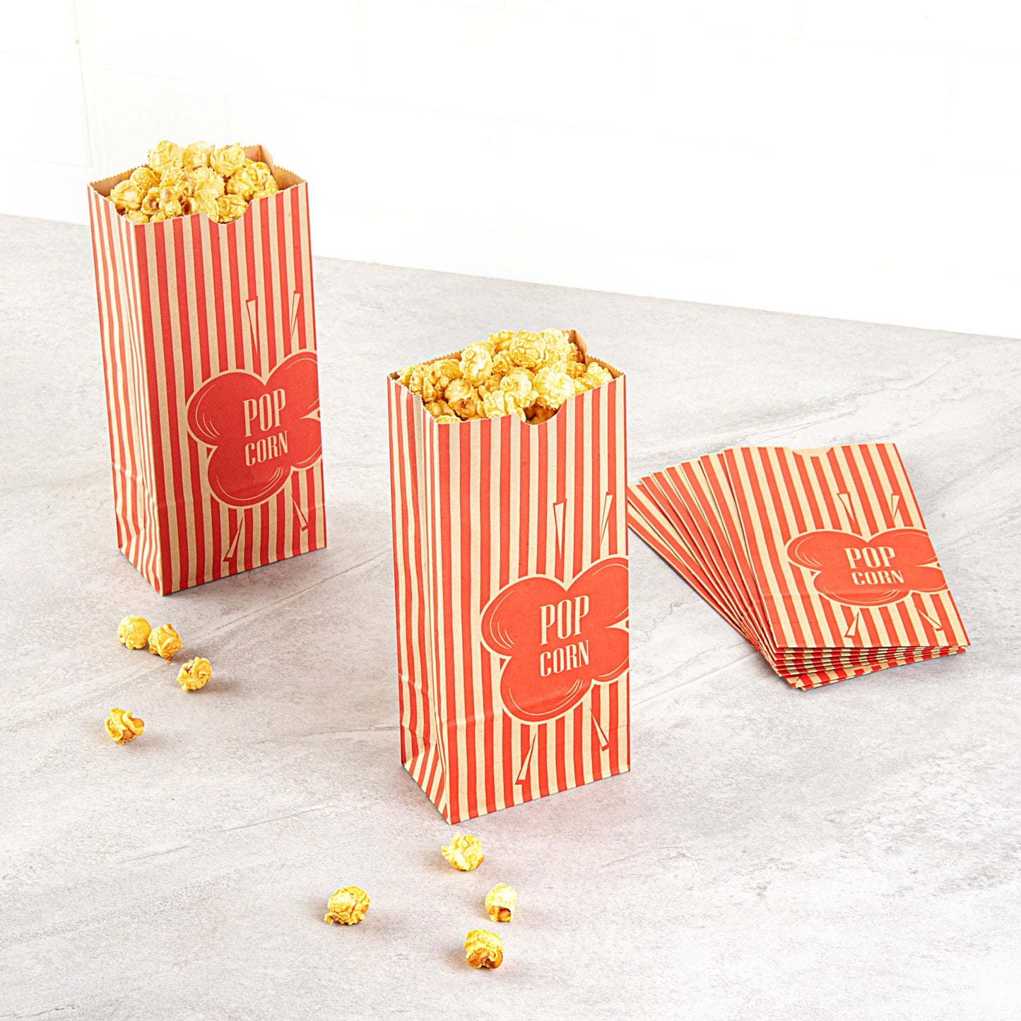 Bag Tek 2 oz Red and Kraft Paper Popcorn Bag - 5 1/4" x 3" x 10" - 100 count box