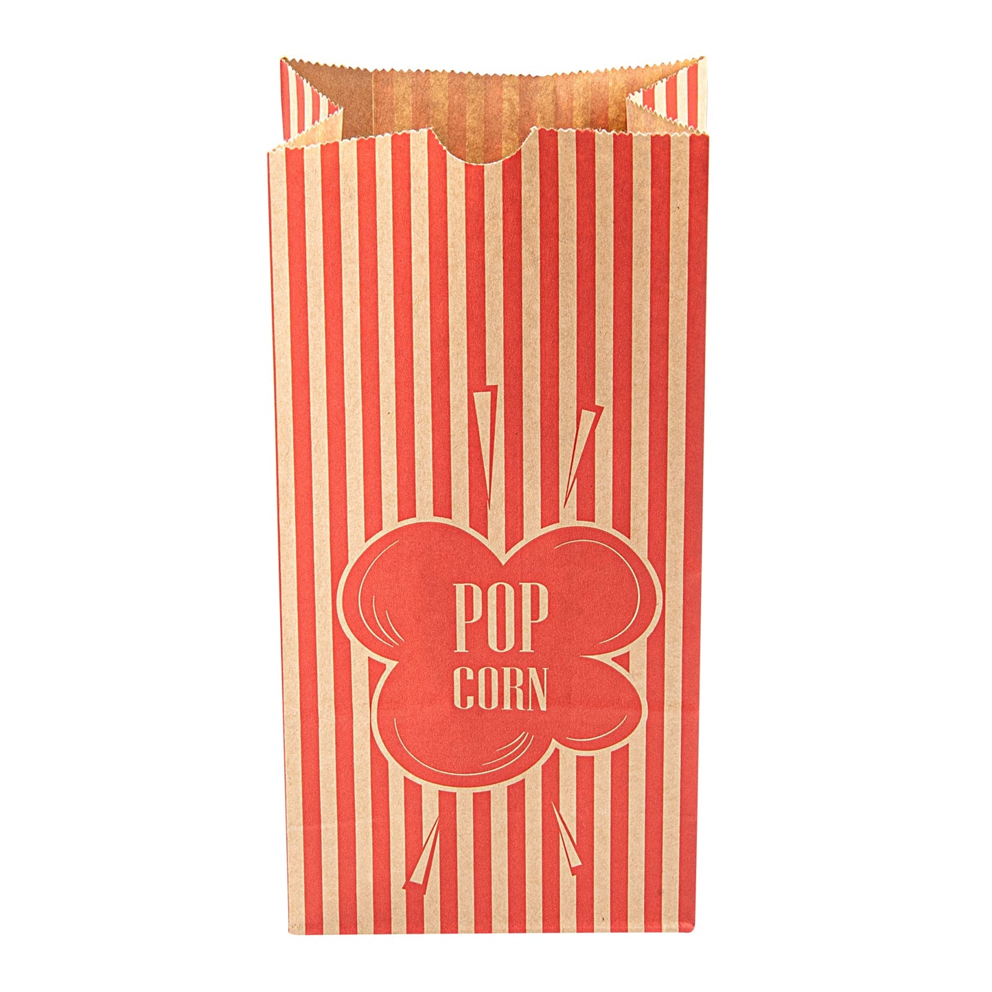 Bag Tek 1 oz Red and Kraft Paper Popcorn Bag - 4 1/4" x 2 1/4" x 9 1/2" - 100 count box