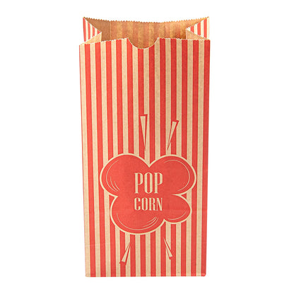 Bag Tek 1 oz Red and Kraft Paper Popcorn Bag - 4 1/4" x 2 1/4" x 9 1/2" - 100 count box