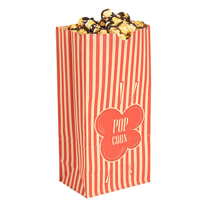 Bag Tek 1 oz Red and Kraft Paper Popcorn Bag - 4 1/4" x 2 1/4" x 9 1/2" - 100 count box
