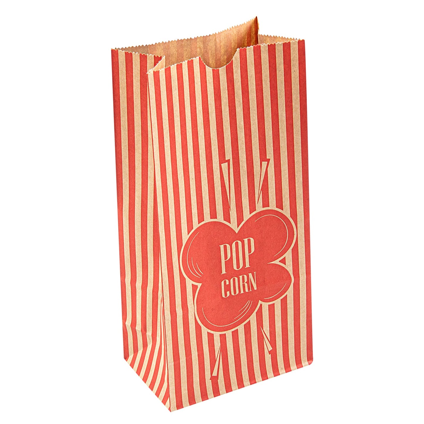 Bag Tek 1 oz Red and Kraft Paper Popcorn Bag - 4 1/4" x 2 1/4" x 9 1/2" - 100 count box