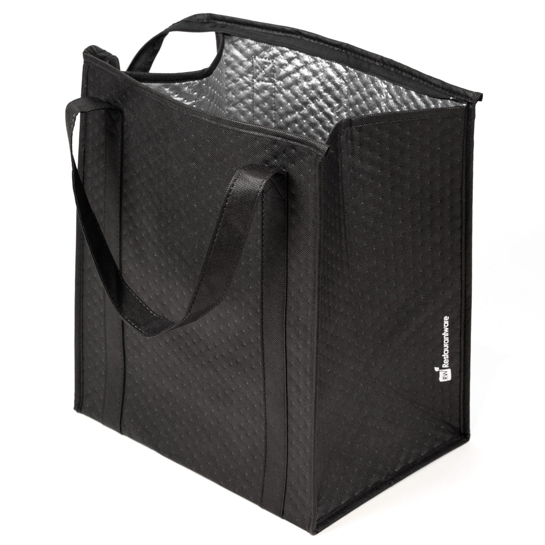 Delivery Tek Black Food Delivery Bag - Insulated - 15" x 13 1/4" x 9 1/2" - 10 count box