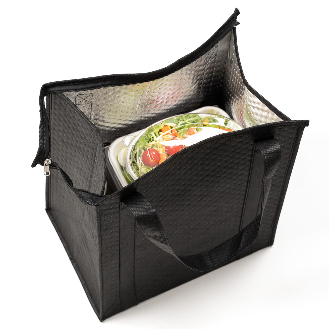 Delivery Tek Black Food Delivery Bag - Insulated - 15" x 13 1/4" x 9 1/2" - 10 count box