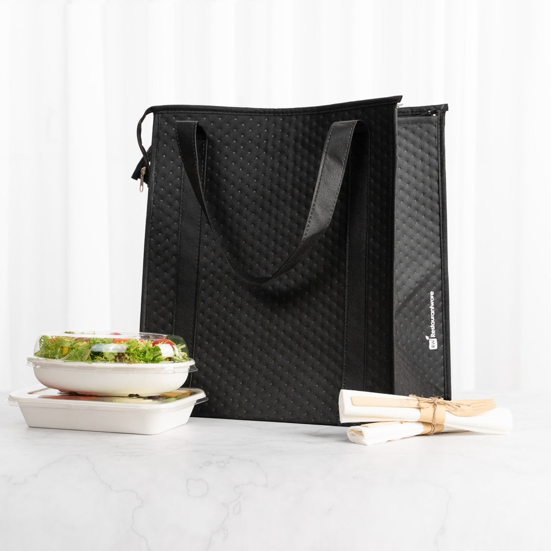 Delivery Tek Black Food Delivery Bag - Insulated - 15" x 13 1/4" x 9 1/2" - 10 count box