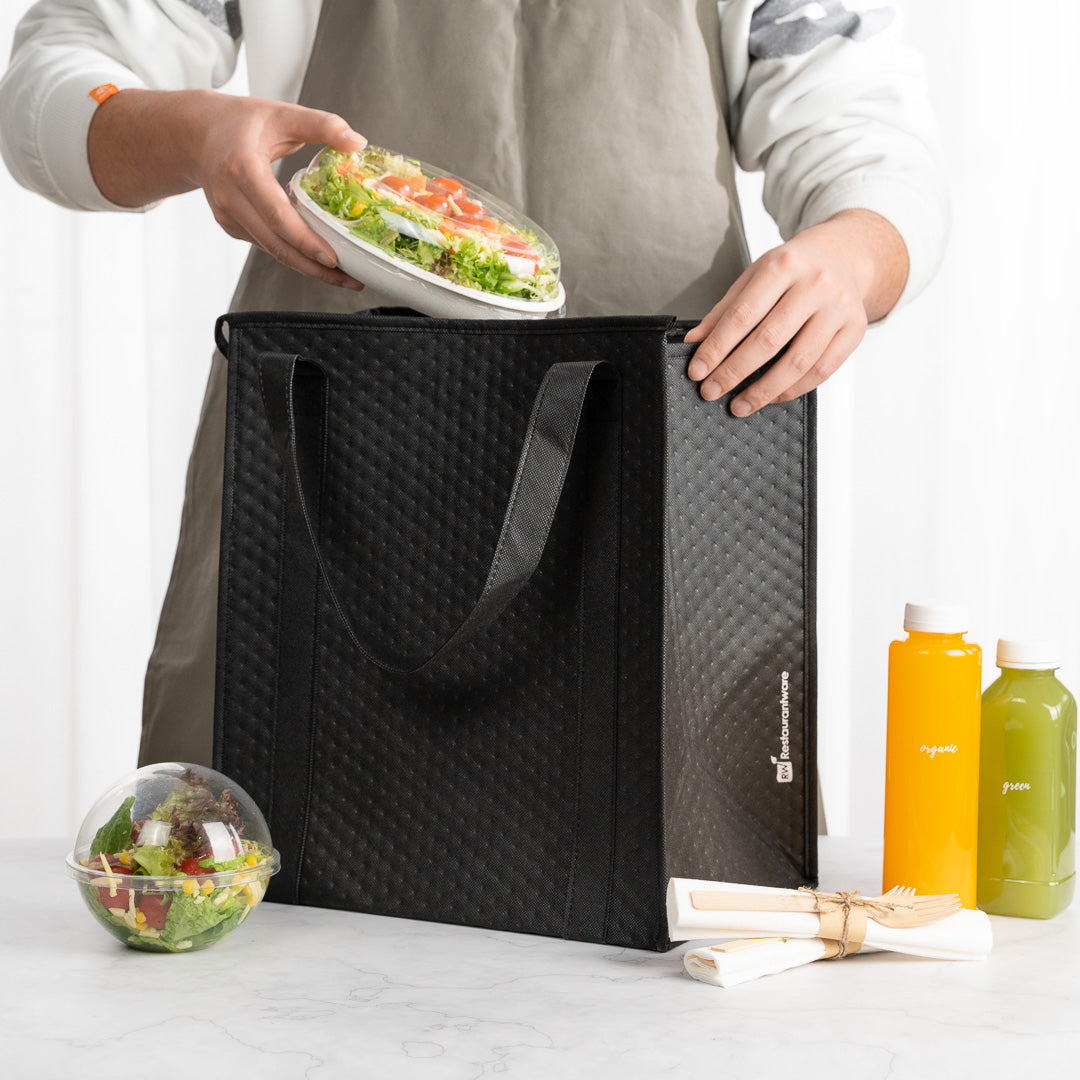 Delivery Tek Black Food Delivery Bag - Insulated - 15" x 13 1/4" x 9 1/2" - 10 count box