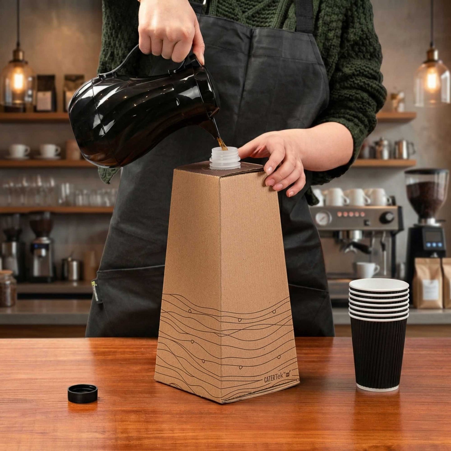 Cater Tek 96 oz Kraft Paper Beverage Take Out Container - 12 Cups - 10 count box
