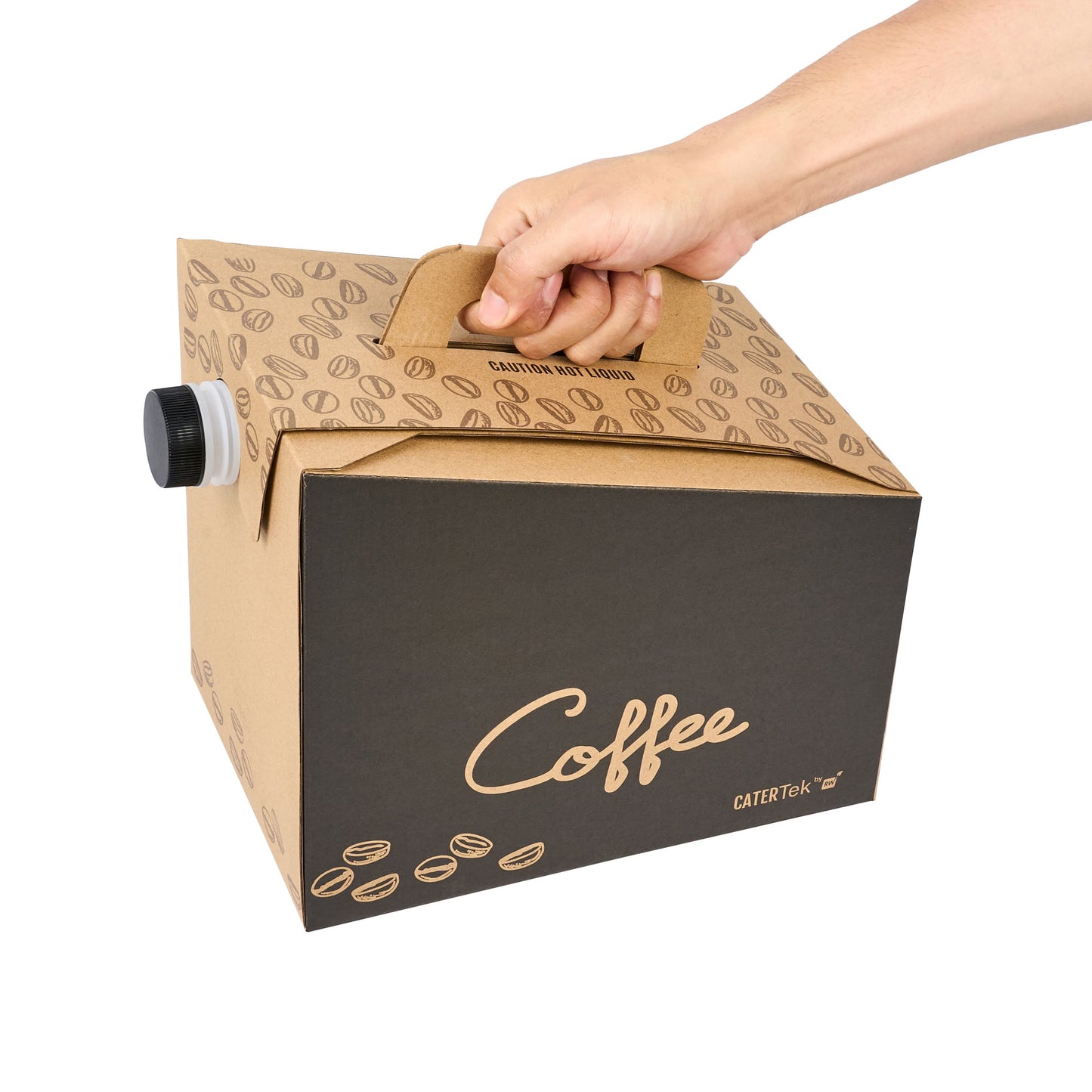 Cater Tek 160 oz Black Paper Coffee Take Out Box - 20 Cups - 10 3/4" x 7 1/2" x 7 3/4" - 10 count box