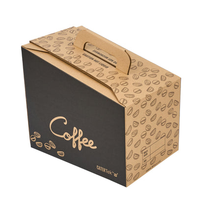 Cater Tek 160 oz Black Paper Coffee Take Out Box - 20 Cups - 10 3/4" x 7 1/2" x 7 3/4" - 10 count box