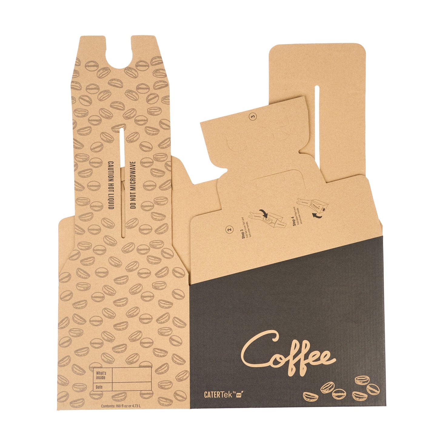 Cater Tek 160 oz Black Paper Coffee Take Out Box - 20 Cups - 10 3/4" x 7 1/2" x 7 3/4" - 10 count box