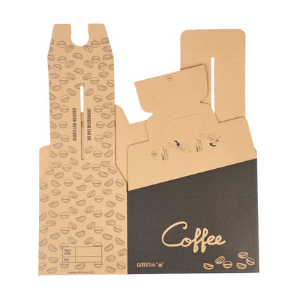 Cater Tek 160 oz Black Paper Coffee Take Out Box - 20 Cups - 10 3/4" x 7 1/2" x 7 3/4" - 10 count box