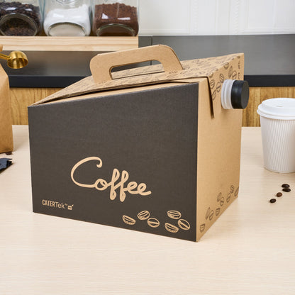 Cater Tek 160 oz Black Paper Coffee Take Out Box - 20 Cups - 10 3/4" x 7 1/2" x 7 3/4" - 10 count box