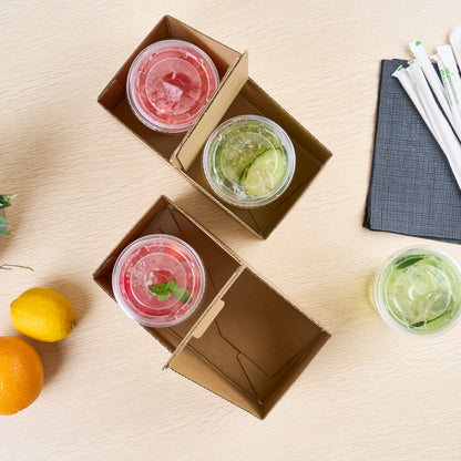 Cater Tek Kraft and Green Paper Drink Carrier - Holds 2 - 9" x 4 1/2" x 4" - 100 count box