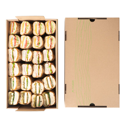 Cater Tek Rectangle Kraft and Green Paper Catering Tray - with Cover - 20" x 11 3/4" x 3 1/4" - 10 count box