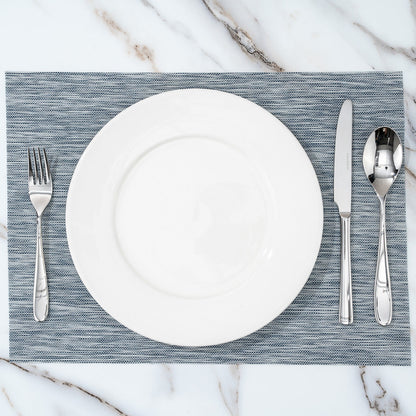 Sovereign Rectangle Gray Vinyl Woven Placemat - 16" x 12" - 6 count box