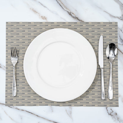Speculo Rectangle Sand Vinyl Woven Placemat - Wave Pattern - 16" x 12" - 6 count box