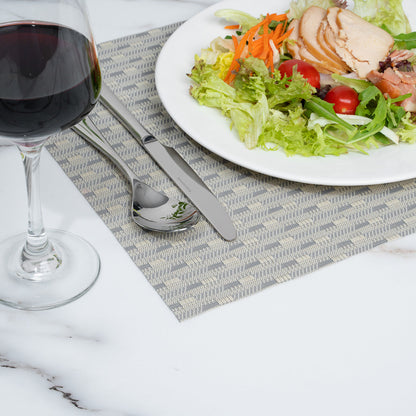 Speculo Rectangle Sand Vinyl Woven Placemat - Wave Pattern - 16" x 12" - 6 count box