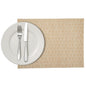 Speculo Rectangle Tan Vinyl Woven Placemat - Wave Pattern - 16" x 12" - 6 count box