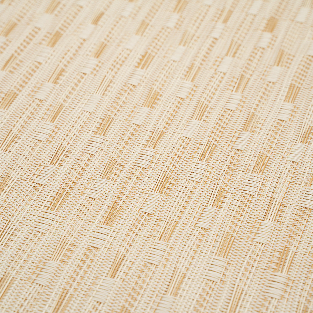 Speculo Rectangle Tan Vinyl Woven Placemat - Wave Pattern - 16" x 12" - 6 count box