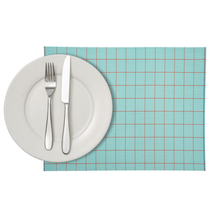 Imperial Rectangle Blue Vinyl Woven Placemat - 16" x 12" - 6 count box