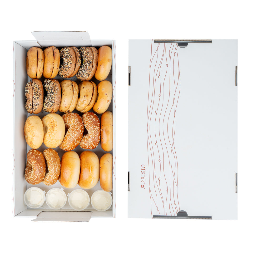 Cater Tek Rectangle White and Brown Paper Catering Tray - with Cover - 20" x 11 3/4" x 3 1/4" - 10 count box