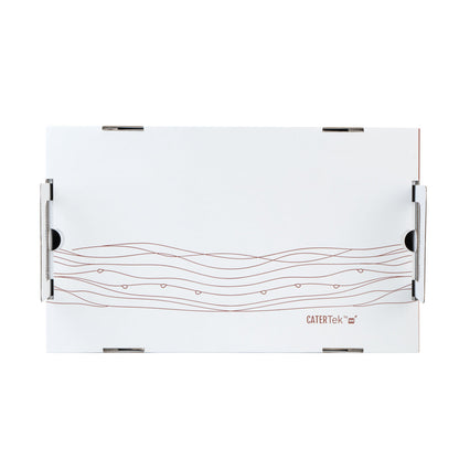Cater Tek Rectangle White and Brown Paper Catering Tray - with Cover - 20" x 11 3/4" x 3 1/4" - 10 count box