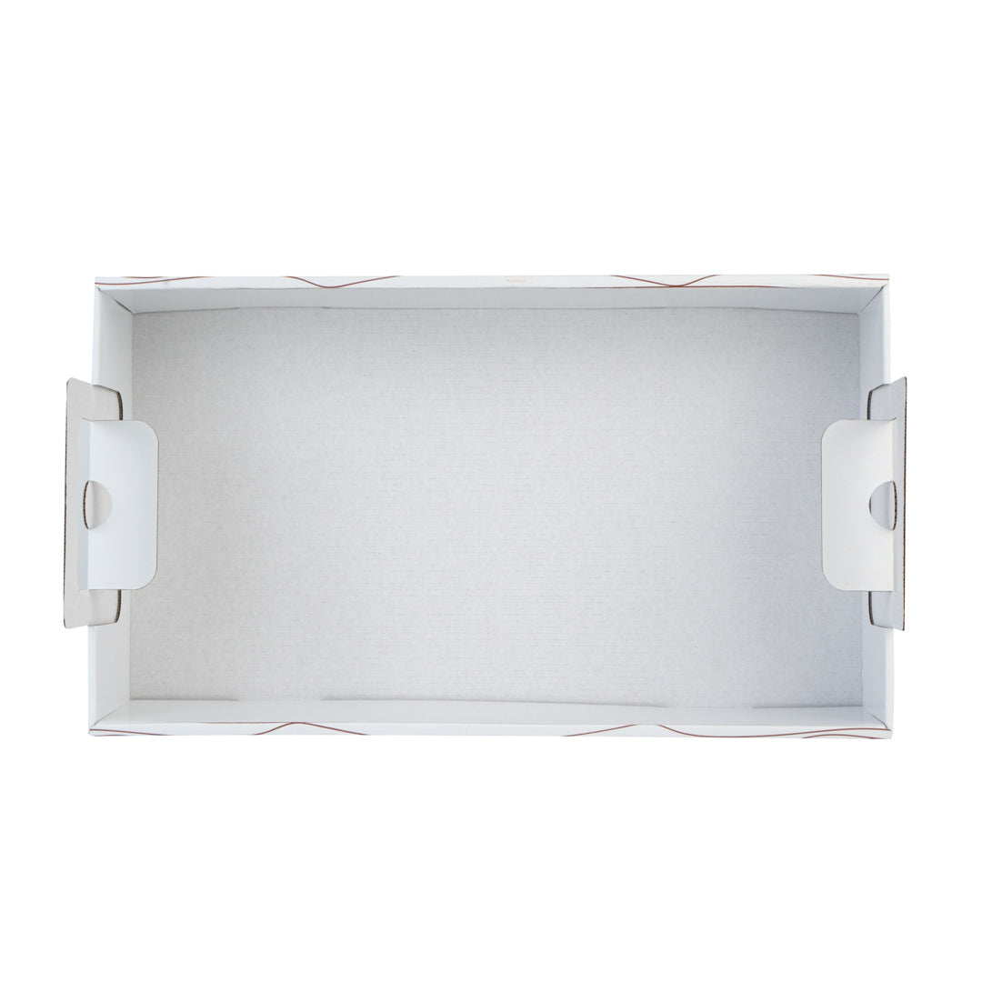 Cater Tek Rectangle White and Brown Paper Catering Tray - with Cover - 20" x 11 3/4" x 3 1/4" - 10 count box