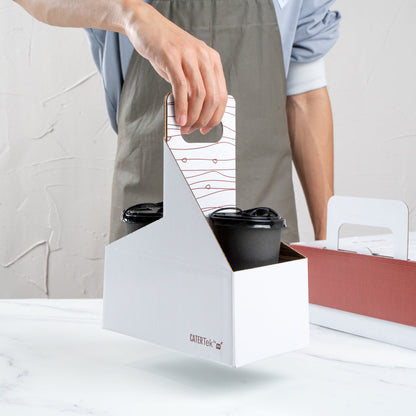 Bio Tek Cater Tek White and Brown Paper Drink Carrier - Holds 2 - 9" x 4 1/2" x 4" - 100 count box