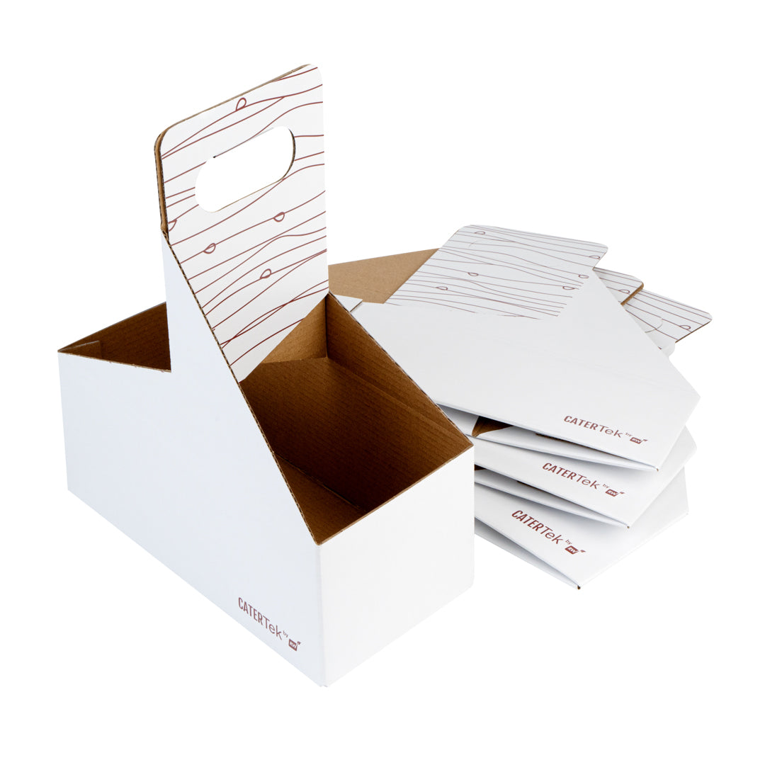 Bio Tek Cater Tek White and Brown Paper Drink Carrier - Holds 2 - 9" x 4 1/2" x 4" - 100 count box