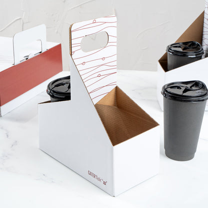 Bio Tek Cater Tek White and Brown Paper Drink Carrier - Holds 2 - 9" x 4 1/2" x 4" - 100 count box