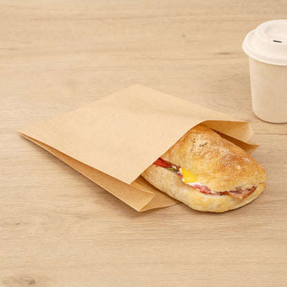 Bag Tek Kraft Paper Sandwich / Snack Bag - Silicone-Coated - 7" x 2" x 9" - 100 count box