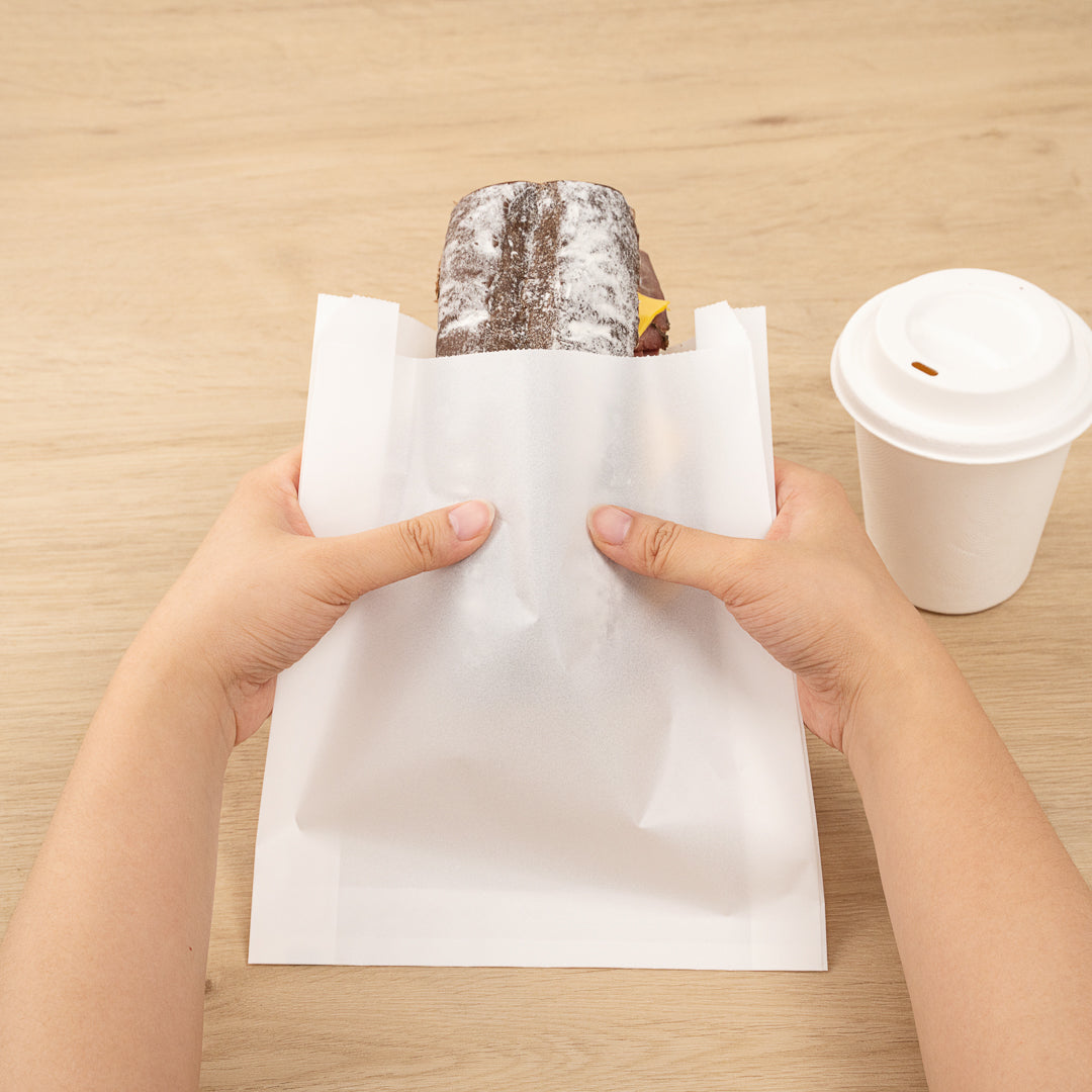 Bag Tek White Paper Sandwich / Snack Bag - Silicone-Coated - 7" x 2" x 9" - 100 count box