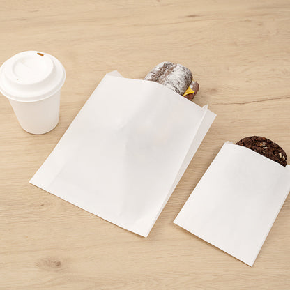 Bag Tek White Paper Sandwich / Snack Bag - Silicone-Coated - 7" x 2" x 9" - 100 count box