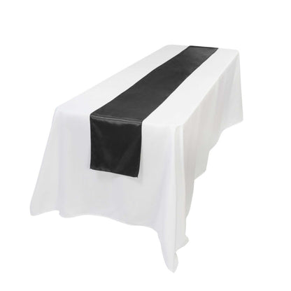 Table Tek Black Satin Table Runner - 12" x 108" - 1 count box
