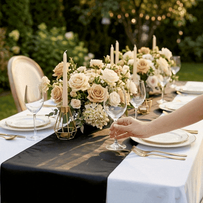 Table Tek Black Satin Table Runner - 12" x 108" - 1 count box