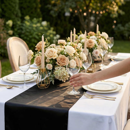 Table Tek Black Satin Table Runner - 12" x 108" - 1 count box